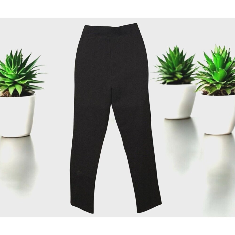 Joan Vass Womens Leggings Size M Black Mid Rise Tapered Leg - Picture 2 of 12